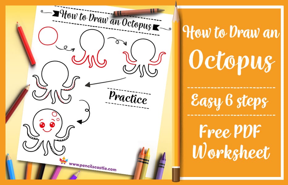 How to draw an octopus printable PDF practice worksheet