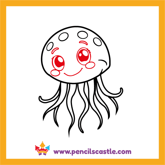 Draw the jellyfish's face details
