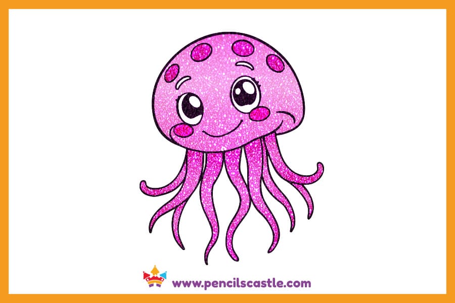 Glitter glue jellyfish drawing 