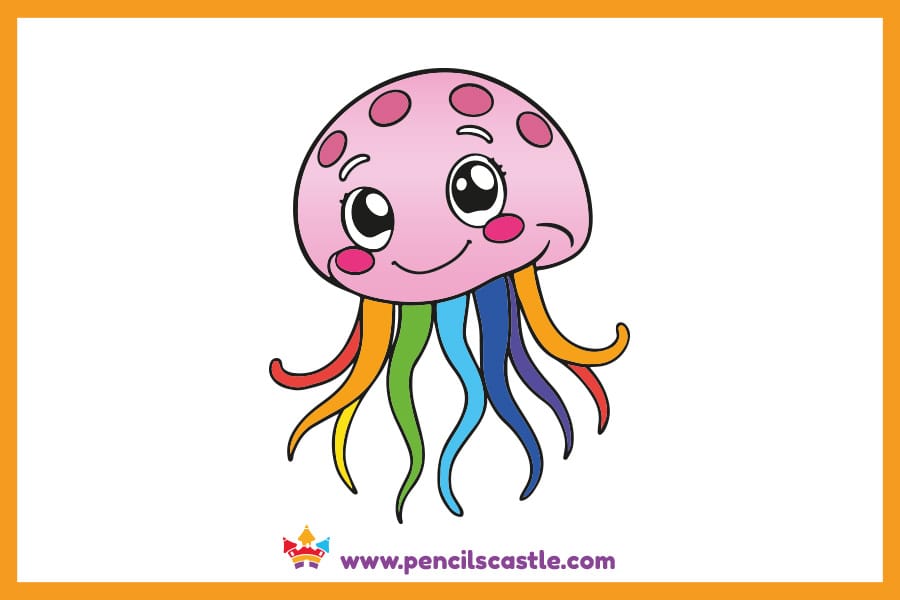 Jellyfish drawing with rainbow colors