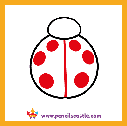 Draw the shell and spots of the ladybug