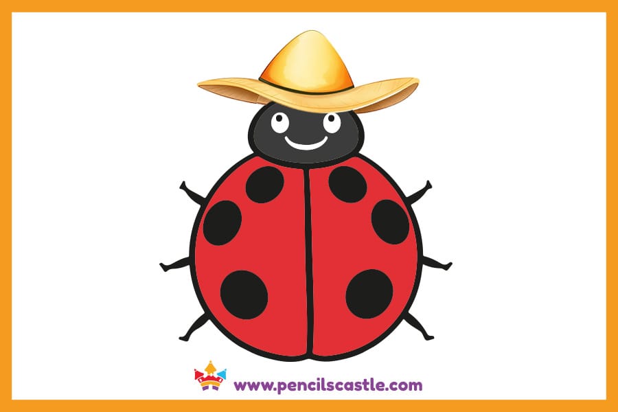 Ladybug drawing in a farmer hat