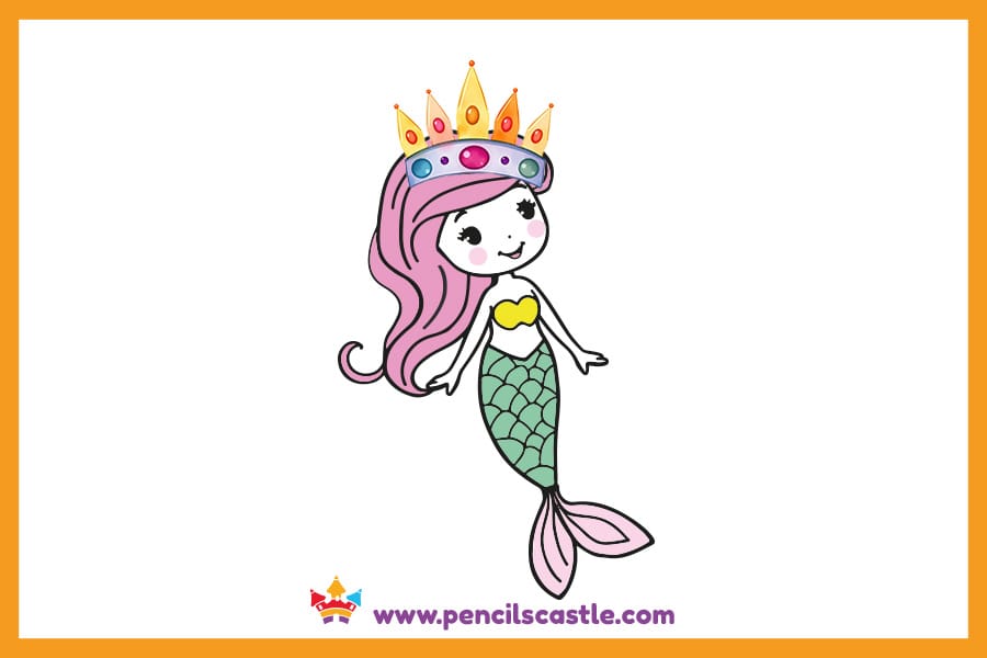 mermaid drawing wearing a crown