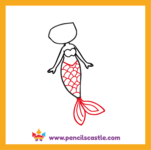 draw the fin and scales of the mermaid