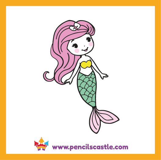 color your cute mermaid drawing