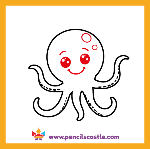 Draw the octopus's face details