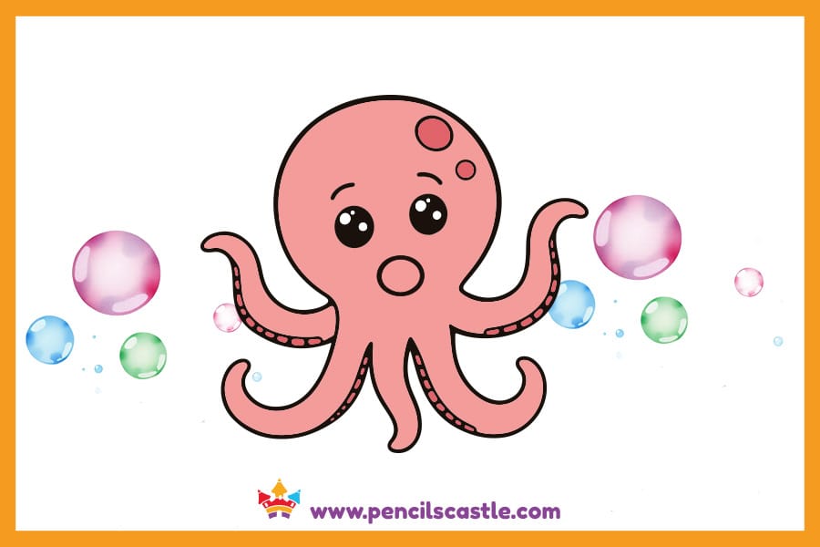 Surprised cartoon octopus drawing