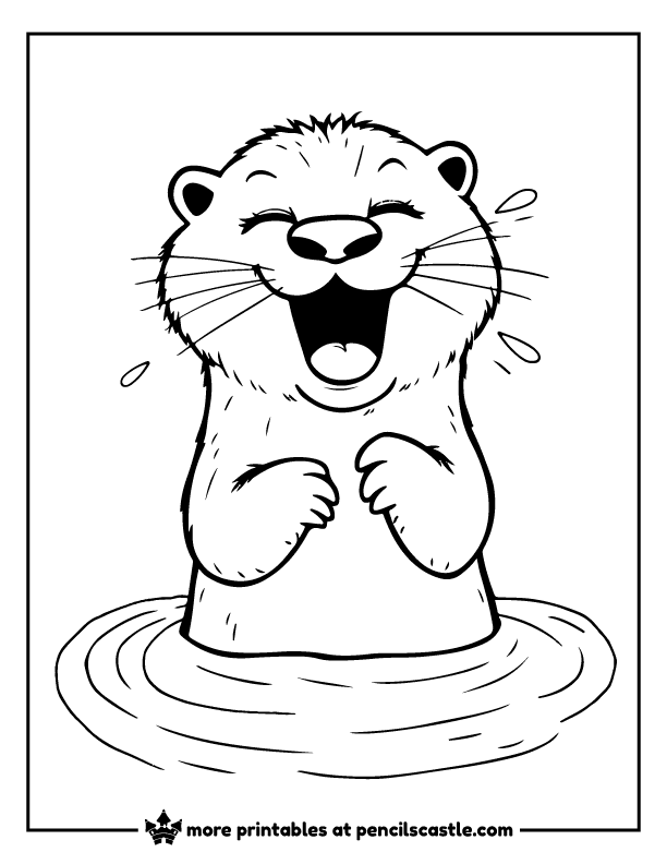Funny otter caught in the middle of a joyful sneeze coloring page