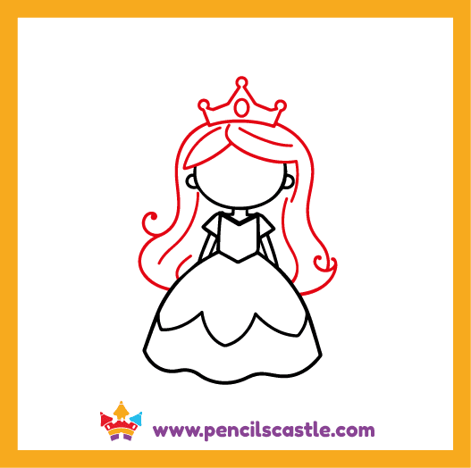 add the hair and crown of the princess