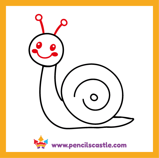 Draw the snail's eyestalks and face details 