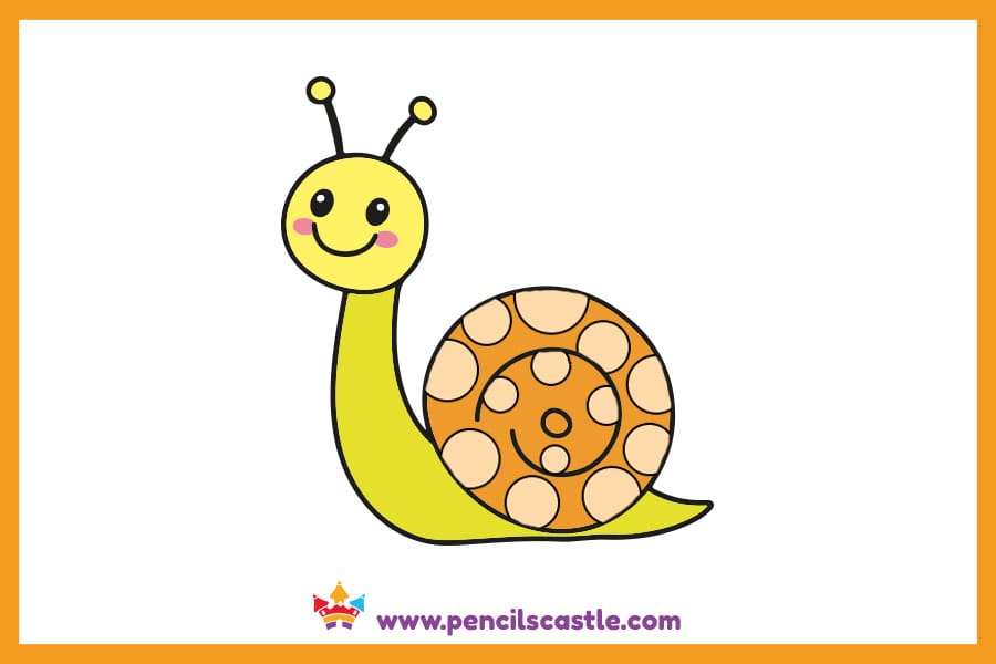 Snail drawing with spots on its shell