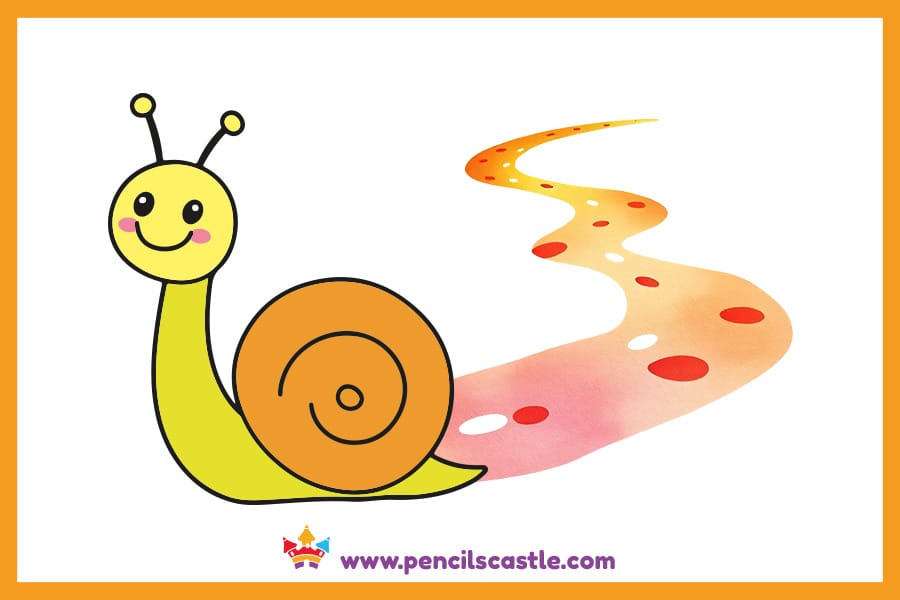 Snail drawing with a slime trail