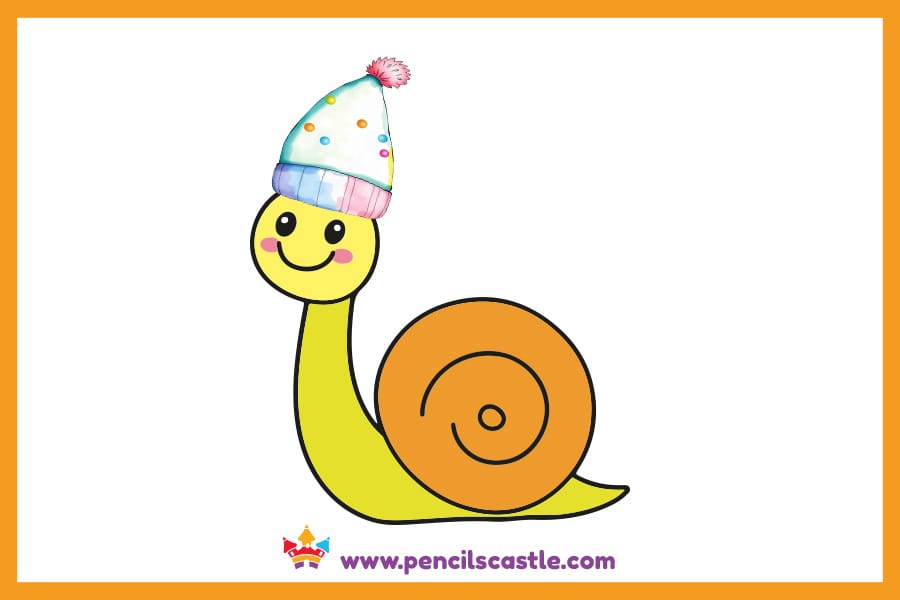 Snail drawing with a nightcap