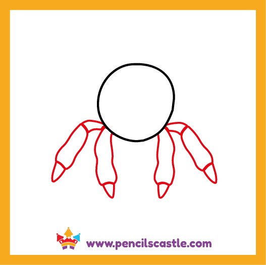 Draw the spider's front legs