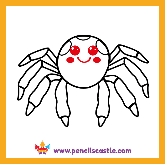 Draw the spider's face details 