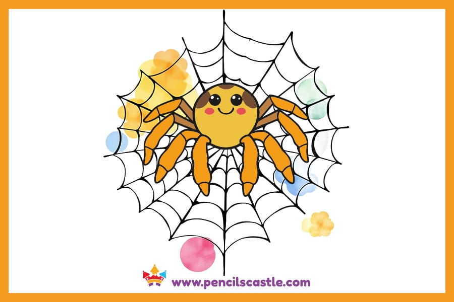 Spider drawing on its web