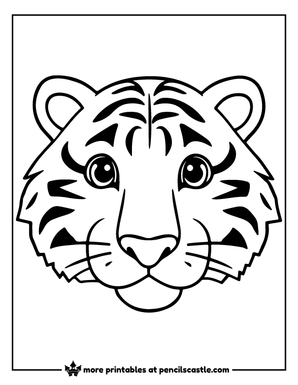 Large, simple tiger face coloring sheet
