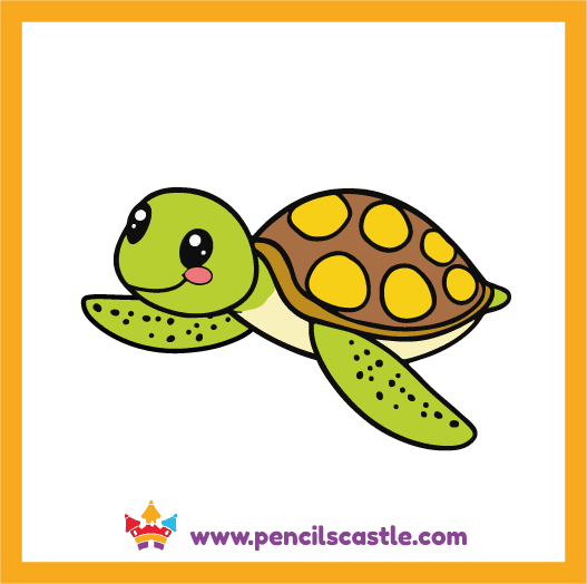 Color your cute turtle drawing