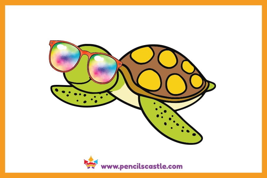 Turtle drawing wearing sunglasses