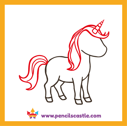 add the unicorn's mane, tail, and horn