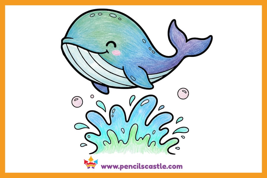 Whale drawing jumping out of water